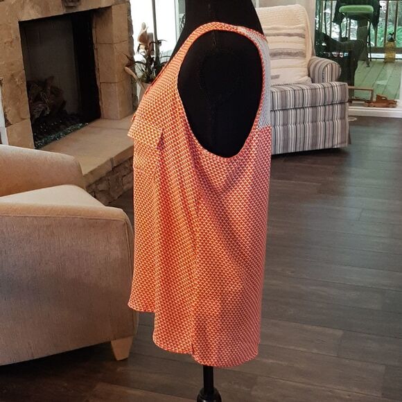 Lulumari Size M Orange and White Flowy Tank Top - Picture 4 of 8